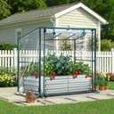 Ohuhu Raised Garden Bed with Cover Outdoor, 4x2x1 FT Galvanized Metal Planter Box with PVC Greenhouse Cover, Protects Plants from Frost Birds Insects, 3-in-1 Gardening Set for Vegetable Flower Herb