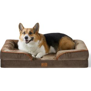 Bedsure Orthopedic Dog Beds Large Sized Dog - Washable Large Dog Cat Bed Waterproof, Comfort Dogs Couch Sofa with Washable Removable Cover, Pet Bed with Nonskid Bottom, Brown, 35"