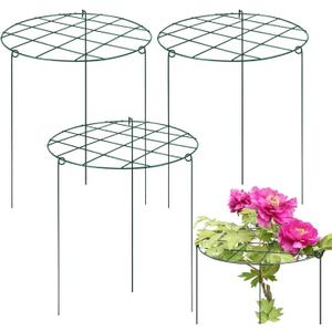 Sekcen 6 Pack 16 x 24 Inch Peony Support Cage Grow Through Plant Supports for Outdoor Plants Peony Ring Hoop Grow Through Grid Stakes