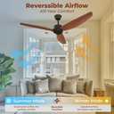 52 Inch Ceiling Fan Without Light With Remote, 3 Blade, Brushless DC Motor, 6-Speed Low Profile Flush Mount for Living Room, Bedroom, Covered Patio
