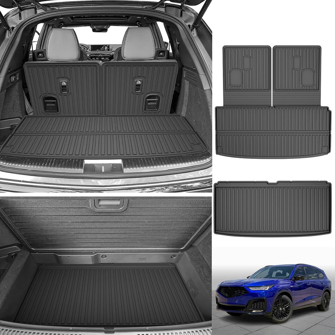 Original 2022-2026 MDX Cargo Liners & Backrest Mat for Acura MDX - Custom Fit Upper and Lower Position Trunk Mat & 3rd Row Seat Backrest Mat - All Weather Odorless TPE Car Mats for Acura MDX 2022-2026