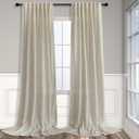 102 Inch Linen Curtains for Living Room Dinning 2 Panels Back Tab Pocket Light Filtering Burlap Farmhouse Large Window Drape Flax Linen Beige Tan Curtain 102 Inches Long for Sliding Glass Door Bedroom