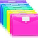 Sooez 10 Pack Plastic Envelopes Poly Envelopes, Clear Document Folders File Folders US Letter A4 Size File Envelopes with Label Pocket, Assorted Color