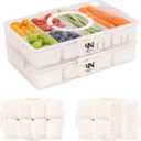 Stackable Snackle Box Container with 2 Lids, 14 Compartments - BPA-Free Snackle box Organizer, Dishwasher & Microwave Safe Reusable Snacklebox for Veggies, Fruits, Charcuterie, Snacks (White, 2 Pack)
