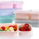 Honeydak 5 Pack 2-Compartment Snack Lunch Container 8.9x6.1'', Pastel, 9.06 x 5.91 x 1.97 inches