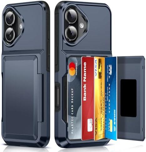 LeYi for iPhone-17 Wallet Case Blue: i Phone iphone17 Cases with Card Holder Protective iohone 17case Cover Funda para Heavy Duty Military Grade Drop Proof Hard Men iphone17case, Navy Blue
