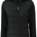Cutter & Buck Ladies Evoke Hybrid Eco Softshell Recycled Full Zip Womens Hooded Jacket (Black, XL)
