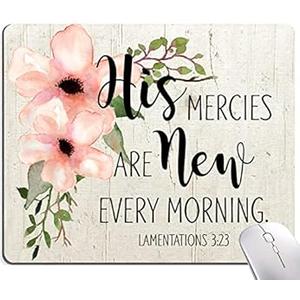 Hokafenle Square Mouse Pad, Inspirational Quote Mouse Pad with Floral Design, Motivational Mouse Mat Waterproof Mousepad Non-Slip Rubber Base Mouse Pads for Office Laptop