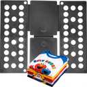 Mini Toddler Shirt Folding Board & Shirt Folder (Ages 1-7), Small Portable Clothes Folder, Build Independence & Fine Motor Skills(Black)