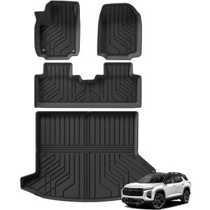 Floor Mats & Trunk Mat for Chevy Equinox/GMC Terrain 2025 2026 | Not Fit EV,2026 EquinoxAccessories,All Weather Floor Liner,1st & 2nd Row,Car Mats,Cargo Mat,Heavy Duty,Non-slip,TPE,Black