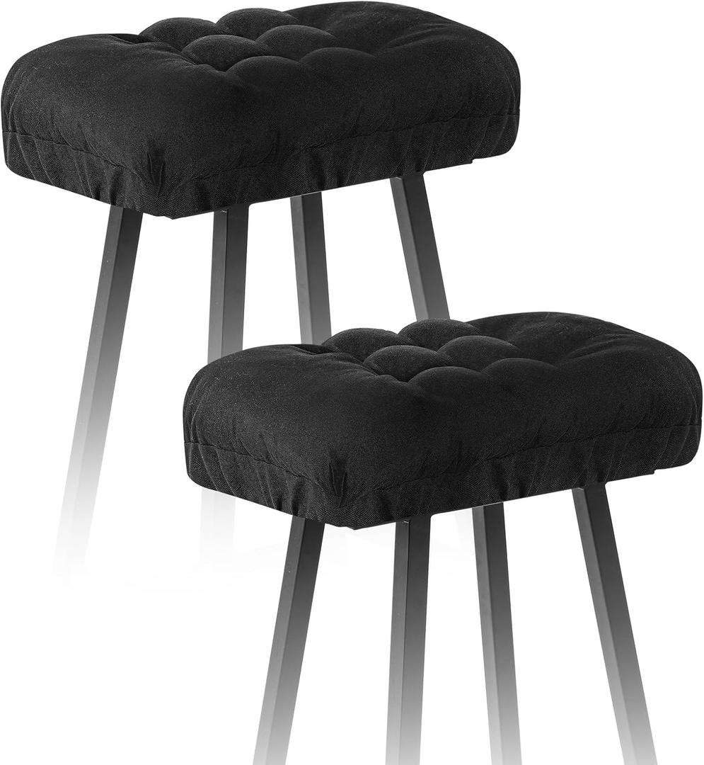 Marsui 2pcs 17x12 Inch Soft Stool Covers Rectangle Bar Stool Cushions with Elastic Band Padded Seat Covers Nonslip Washable Counter Cushions Saddle Seat for Chairs Slipcovers