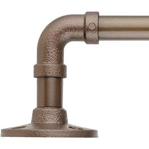 Decopolitan 5/8" Pipe Wrap Around Curtain Rod Set, 28 to 48 Inches, Dark Bronze
