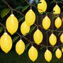 Baquler 2 Pcs 3D Lemon LED String Lights Battery Operated Spring Summer Artificial Fruit Garland 19.68ft 40leds Lemon Light Bulbs with Branches Leaves Fairy Lights for Wedding Party Table Decorations