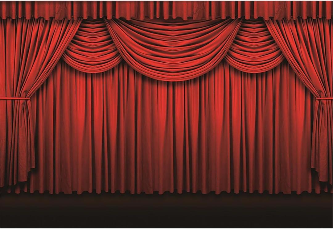 5x3ft Stage Drapes Backdrop Red Curtains Photography Background Concert Talent Show Performance Fashion Runway Party Birthday Party Children Adults Portrait Studio Video Prop