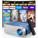 Mini Projector, Projector with WiFi and Bluetooth, 1080P Support Portable Projector, Builtin Speaker, Compatible with Smartphone/Tablet/TV Stick, Movie Projectors for Bedroom, Home Theater, Kids Gift