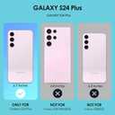 SHEDEER for Samsung Galaxy S24 Plus Case with Slide Camera Cover + Screen Protector, Samsung S24 Plus Case Shockproof Slim Thin, Glossy Fade-Resistant Pattern Phone Case Cover for S24+ Plus, Blue