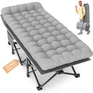 Slendor XXL Camping Cot with Mattress, Pillow & Carry Bag, 32" Extra Wide