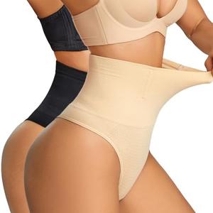 Dulchany Thong Shapewear Tummy Control Underwear for Women Seamless Body Shaper Panties, Medium