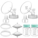 Momstouch Pump Parts Compatible with Spectra S1/S2/9 Plus, Not Original Accessories, Full Set Replacements Include 17mm Flange, Duckbill Valve, Backflow Protector, Tubing and Bottle
