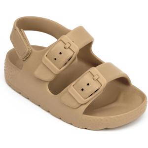 ChayChax Toddler Boys Girls Double Buckle Sandals Children's Adjustable Back Strap Water Sandal, Khaki, 7 Toddler