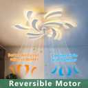 Yfrest Modern Ceiling Fan with Light and Remote, Low Profile Ceiling Fans with Lights, 31 Inch Flush Mount Ceiling Fan with 3 Light Color 6 Speeds, Fandelier Ceiling Fans for Living Room, Dining Room