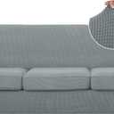 U-NICE HOME 4 Pieces Oversized Stretch Couch Cover Sofa Cover Washable Slipcover with Individual Seat Cushion for 3 Cushion Couch Sofa Pet Friendly (Oversized Sofa, Grey)