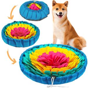 Vivifying Snuffle Mat for Dogs, Adjustable Dog Puzzle Toys Sniff Mat, Interactive Enrichment Toys for Slow Eating and Mental Stimulation (Red Yellow Blue)