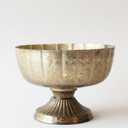 Afloral Distressed Gold Metal Compote Bowl - 8" Wide