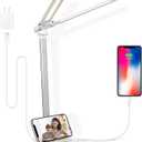 Semlos Dual Head LED Desk Lamp, Eye-Caring Table Lamps, 5 Lighting Modes & 5 Brightness Levels, Touch Control, Dimmable Desk Light for Home Office, White Reading Light, Adapter Included