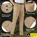 TBMPOY Men's Hiking Pants Lightweight 6 Cargo Pockets Quick Dry Water Resistant Outdoor Travel Work Fishing (32, Khaki)