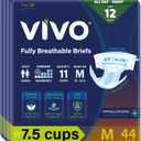 VIVO Organic Cotton Overnight Sensitive Skin Adult Incontinence Diaper Briefs with Tabs, Medium 44 Count