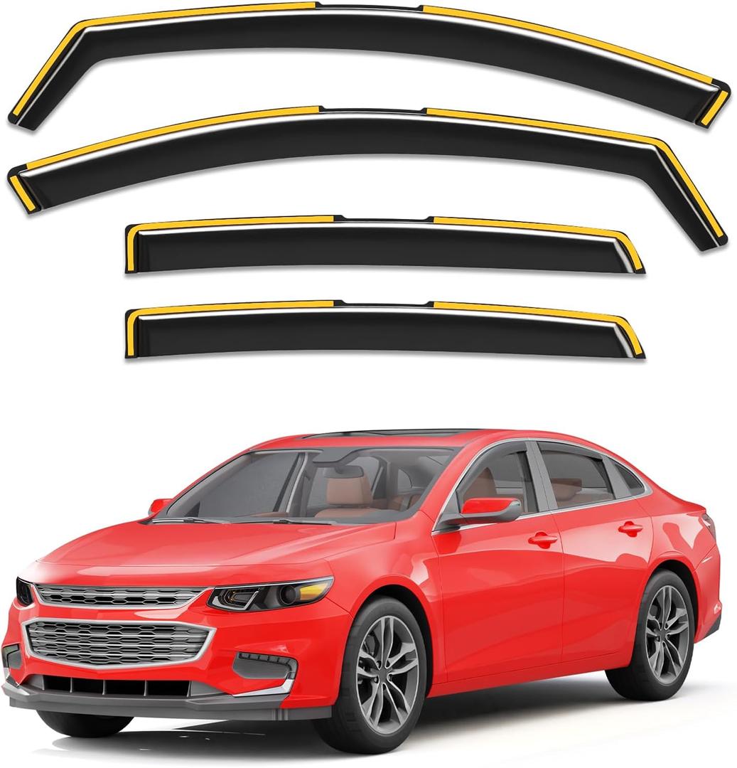 in-Channel Window Rain Guards Fit for Chevy Chevrolet Malibu 2016-2025 (9 Gen),Extra Durable Window Visors Window Deflectors Vent Visors Vent Shades Car Accessories-4 pcs