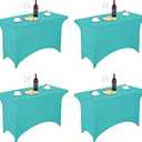 FORLIFE 2Pack Spandex Table Covers 4ft Fitted Tablecloth for 4ft Rectangular Tables, Stretch Patio Table Covers, Universal Spandex Table Cover for Wedding, Banquet, Party (4ft, Turquoise) (4FT 2PACK)