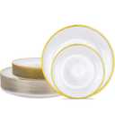 Morejoy 60Pcs Pearl White Plastic Plates,White Disposable Plates Sets