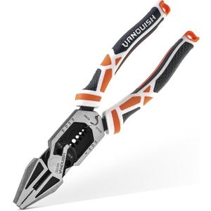 VANQUISH 8-in-1 Linesman Pliers, 8 Multipurpose Combination Pliers Wire Cutter/Crimper/Stripper, CRV Steel Hand Tool, Heavy Duty Side-Cutting Pliers for Crimping, Stripping, Shearing, Screwing, 3238