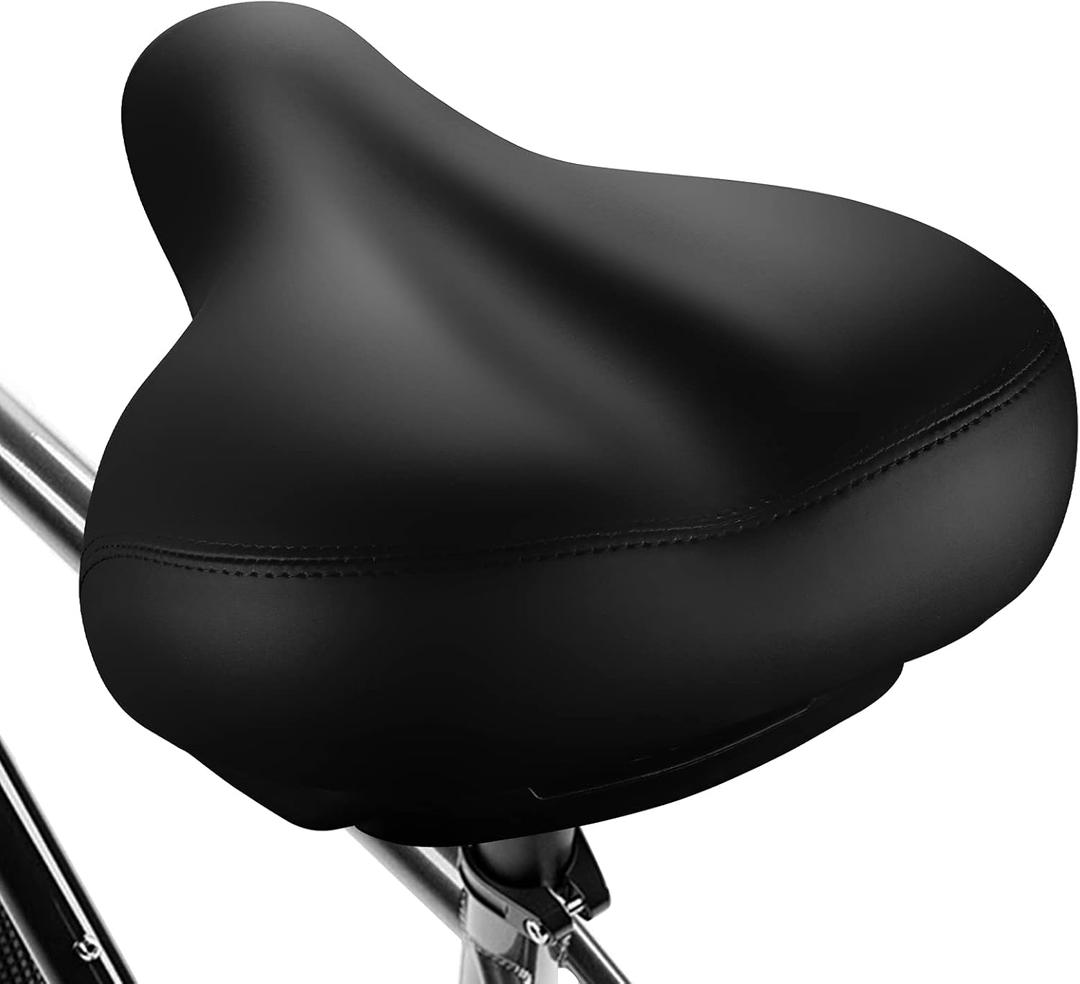 Oversized Bike Seat, Comfortable Bike Seat - Universal Replacement Bicycle Saddle - Waterproof Leather Bicycle Seat with Extra Padded Memory Foam - Bicycle Seat for Men/Women (Black)