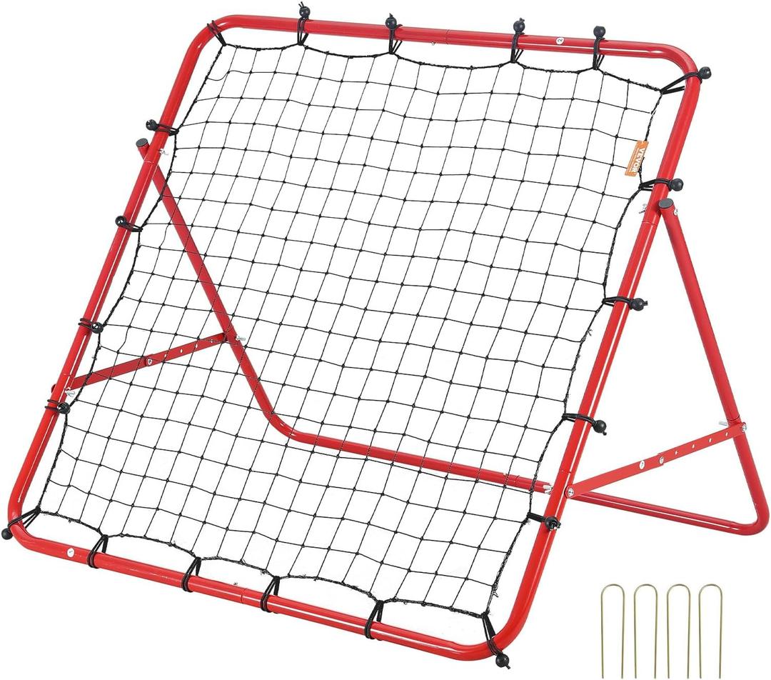 VEVOR Soccer Rebounder Rebound Net, Kick-Back 39"x39", Portable Football Training Gifts, Fully Adjustable Angles Goal Net, Aids & Equipment for Kids Teens & All Ages, Easy Set Up & Perfect Storage
