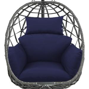Egg Chair Cushion Replacement, Waterproof Thicken Hanging Egg Swing Chair Cushion for Outdoor Furniture, Wicker Rattan Hammock Basket Cushion with Headrest Pillow 47x31.5x4.7 inch (Blue)