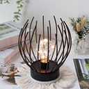 JHY DESIGN Decorative Battery Table Lamp Battery Powered Lights Indoors lamp with LED Bulb Battery Operated Outdoor Lantern Great for Room Decor Parties Patio Events (Black)