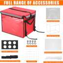 CroBlissful Insulated Food Delivery Bag for Bike with Rear Rack Pizza Delivery Box with Shoulder Belt and Internal Accessories Waterproof, Internal Dimensions (Red,19.2 x 15.5 x 16.1 Inches)