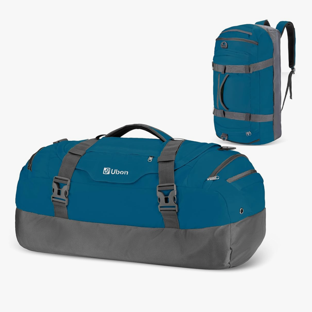 Ubon Large Duffel Bag Weekender Bags with Shoe Compartments 4-Way Sports Gym Backpack with Padded Straps Camping Traveling Duffle Bag