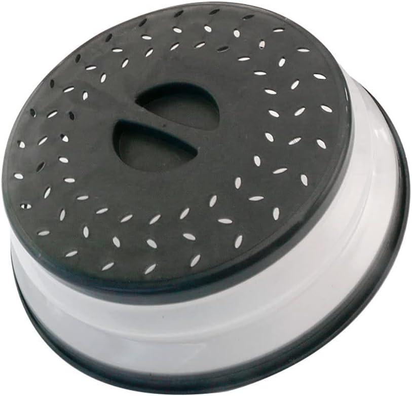 Collapsible Microwave Splatter Cover, 10.5 Inch, Dishwasher-safe, Microwave Plate Cover With Steam Vent BPA-Free Silicone & Plastic(black)