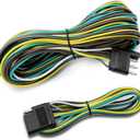 LIMICAR Trailer Wiring Harness Kit, 25ft Trailer Wire with 4 Flat Extension Connector, 4 Pin Flat Wishbond Wiring Light Kit for Utility Boat