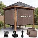 2 Pcs 90% Sun Shade Cloth with Grommets 6.6' x 8' Pergola Privacy Screen for Outdoor Patio Shade Cover Canopy, Mesh Tarp Sun Screens for Porch, Dog Kennel, Garden, Backyard(Mocha)