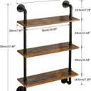 IBUYKE Industrial Pipe Shelves, Pipe Floating Shelves, Rustic Wall Mount Bookcase, 3-Tiers, 23.6" Metal Bracket Storage Wall Shelf for Bedroom, Kitchen, Living Room, Bathroom RF-TM003