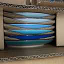 vancasso Bonita Stoneware Dinnerware Sets 24 Pieces Service for 6, Hand-Painted Spiral Dishes Set, Ceramic Kitchen Plates and Bowls Sets-Microwave and Dishwasher Safe (Blue,24 Pcs)