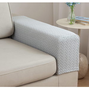 2Pcs Couch Arm Covers, Armrest Cover for Sofa, Sofa Arms Covers Washable Arms with Twist Pins Soft,Skin-Friendly for Pets (Texture Light Gray, Armrest Cover)