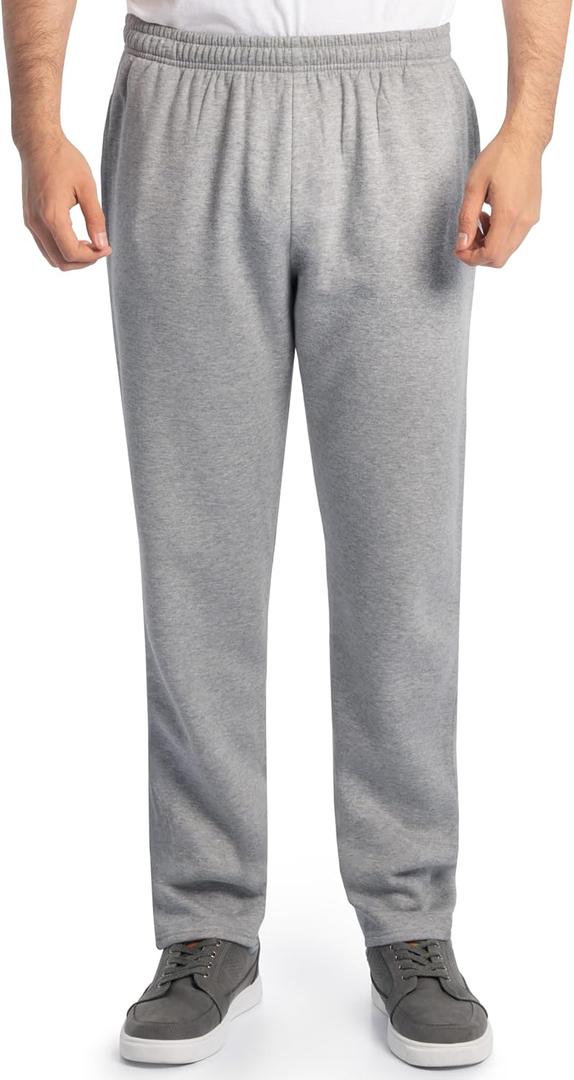 Fruit of The Loom Mens Eversoft Fleece Open Bottom Sweatpants with Pockets, Relaxed Fit, Moisture Wicking, Breathable (Large)