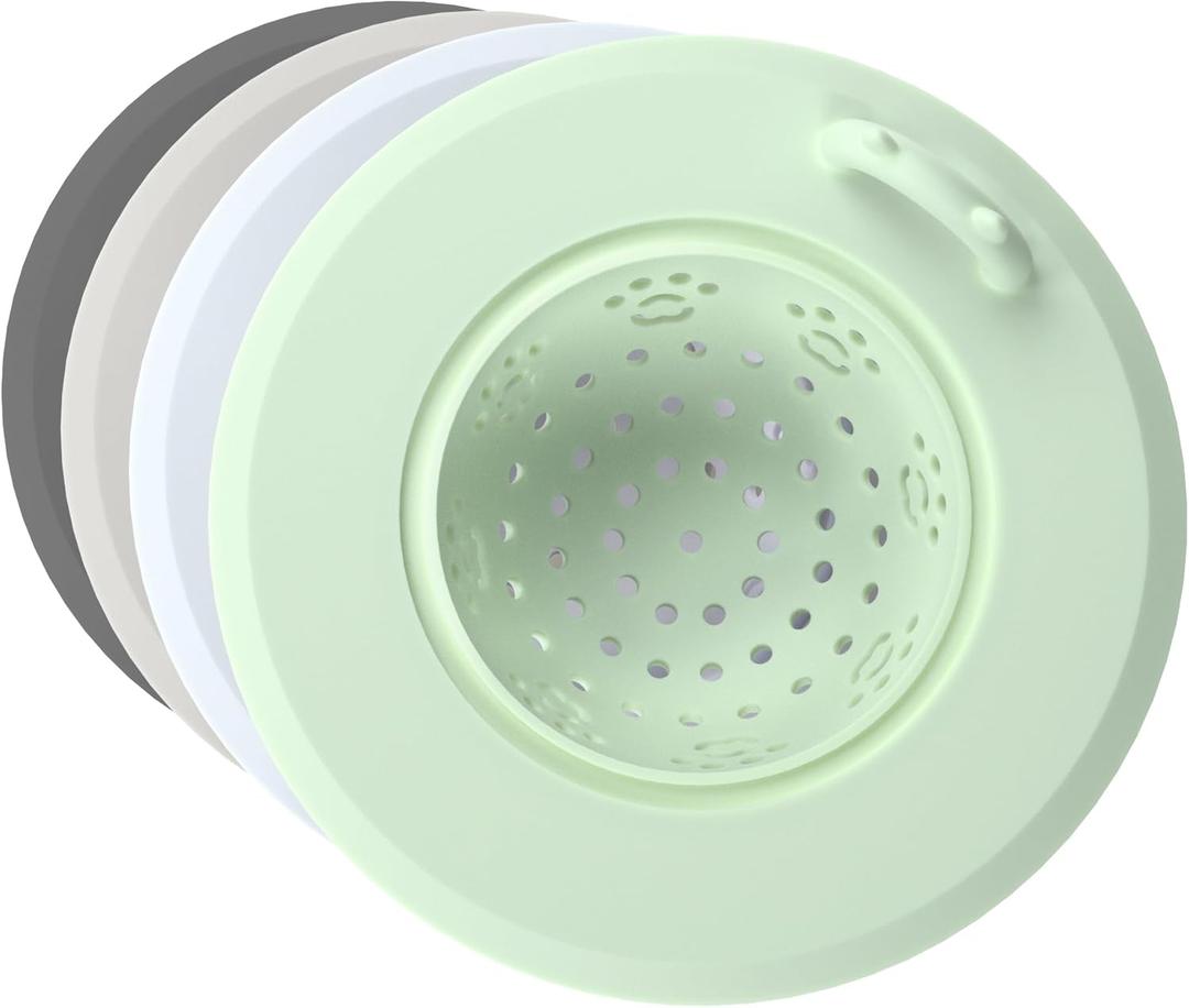 Li&Zhao Kitchen Sink Drain Strainer - 4 PCS Silicone Sink Strainer Drain Stopper Sink Plug 4.6 Diameter Rim Drain Catcher Kitchen Sink Drain Filter Basket (4 Colors)