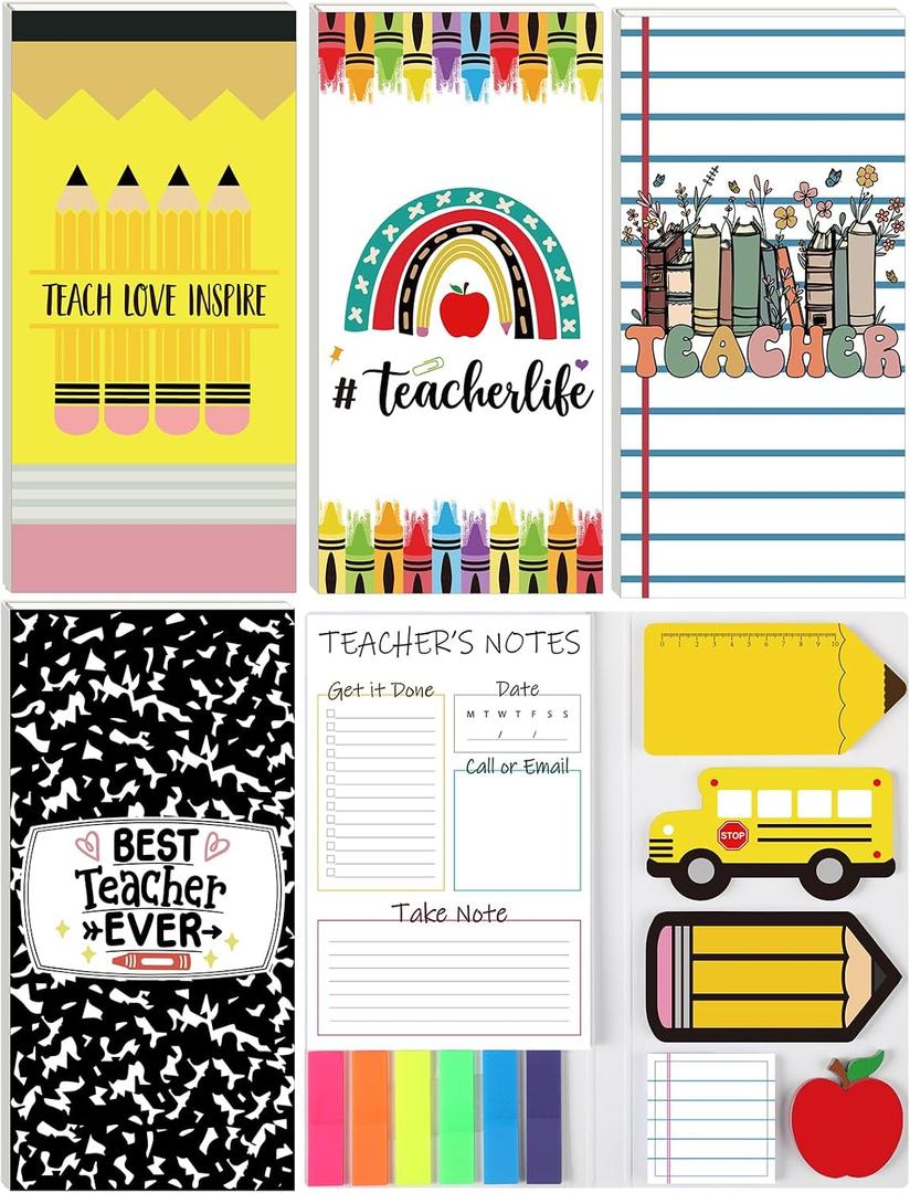 4 Pack Teacher Sticky Note Pads Set Teacher Appreciation Gifts Staff Employee Bulk School Classroom Supplies Must Haves Post Lists Back to School Gifts for Women Men
